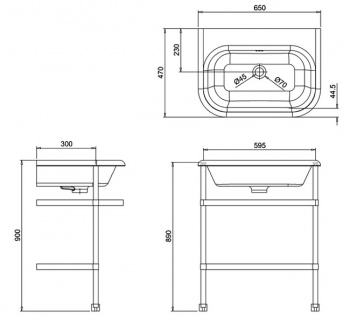 Medium Roll Top Clearwater Basin With Stainless Steel Stand